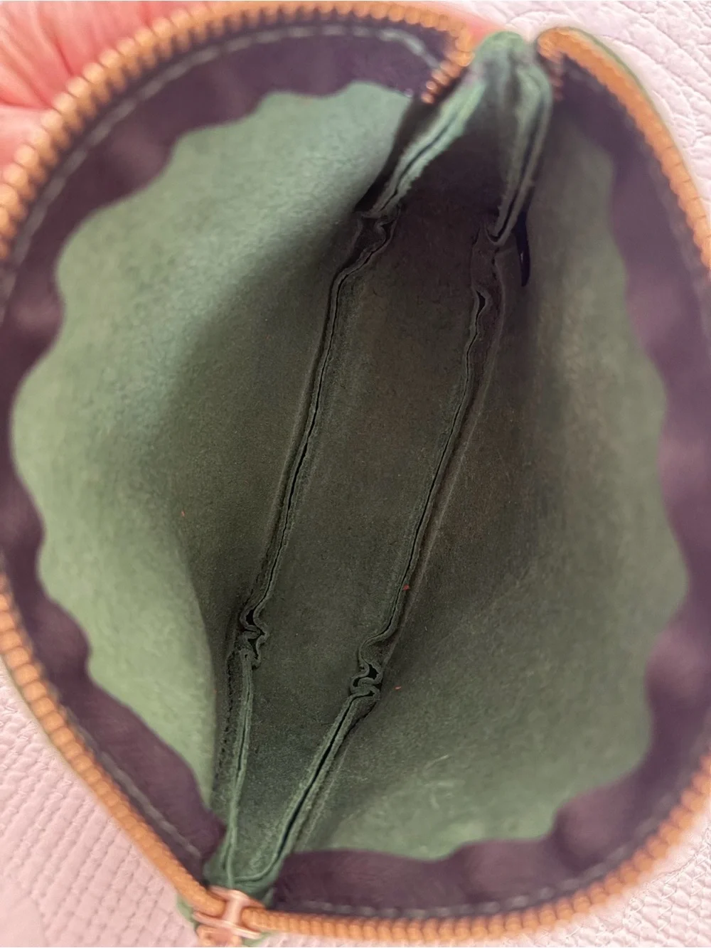 Portland Leather Emerald Green Pebbled Leather Cosmetic Pouch